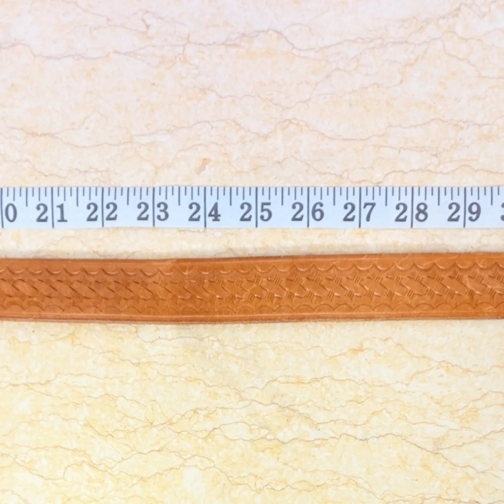 Vintage Bianchi Brown Rugged Leather Western Tooled Belt Silver Accents Women 38